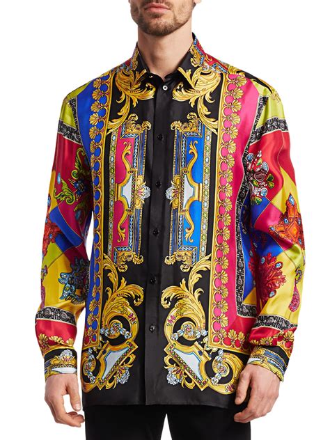 versace style silk shirt mens|silk shirt men's versace style.